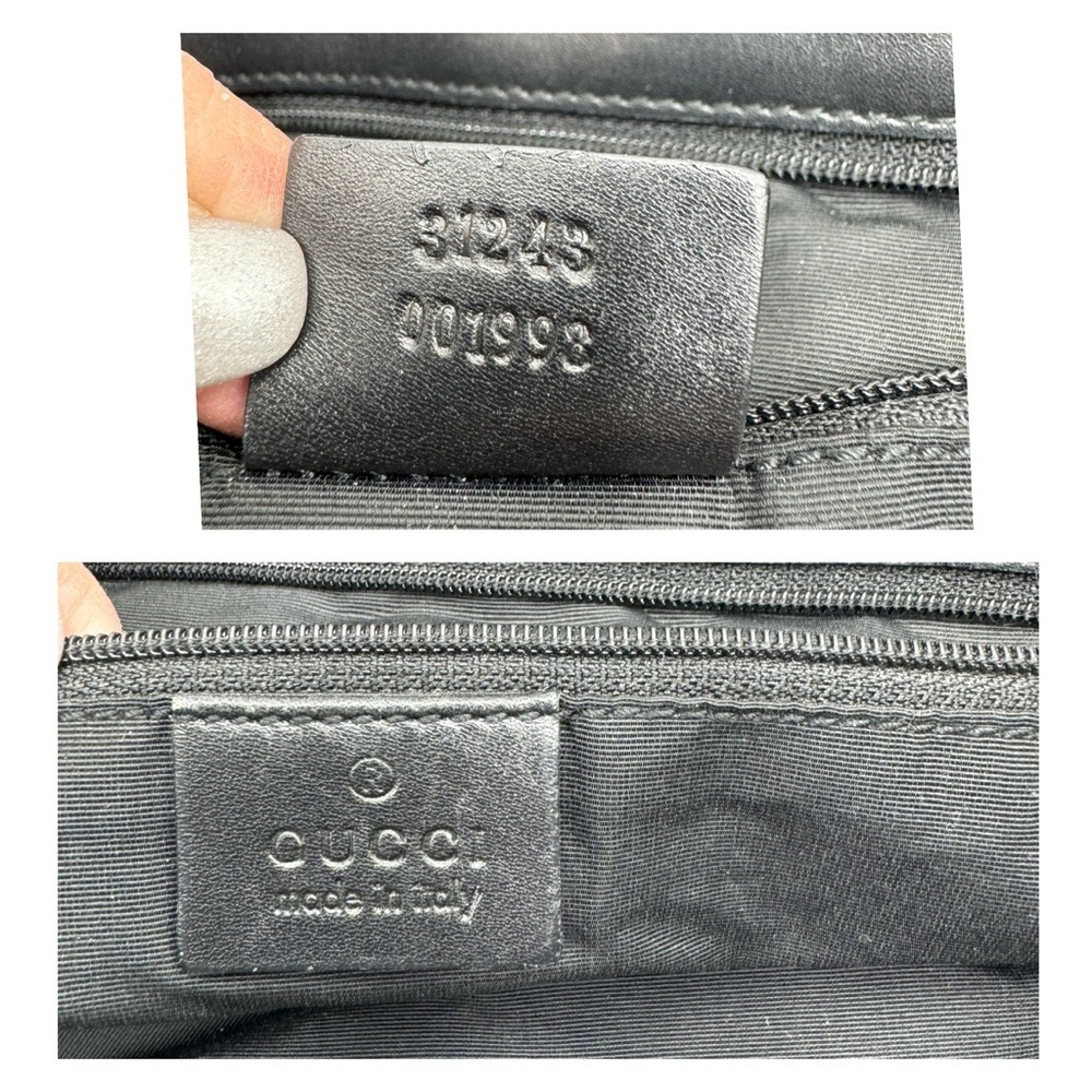 Gucci-Authentic-Vintage Tote Bag GG Black Denim/ Leather straps & Piping - Picture 16 of 16